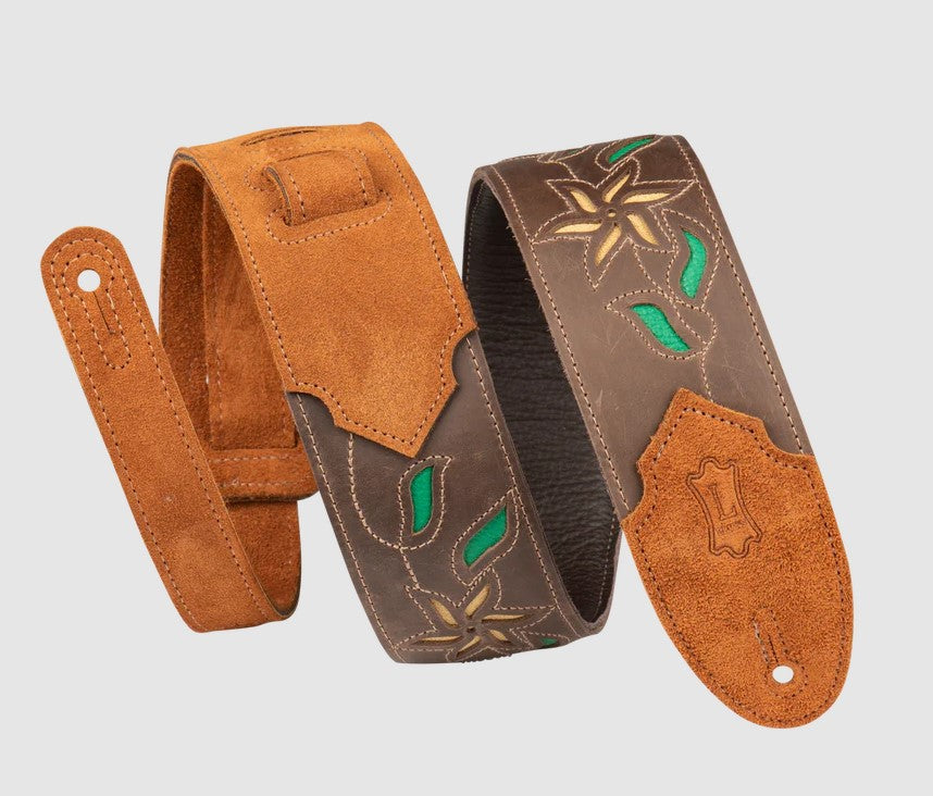 Levy's Leathers Flowering Vine Series M4FV-DBR - Dark Brown Guitar Strap