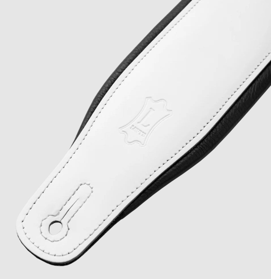 Levy's Leathers Amped Leather Series 3" Padded Leather Guitar Strap - White/ Black- M26PD-WHT_BLK