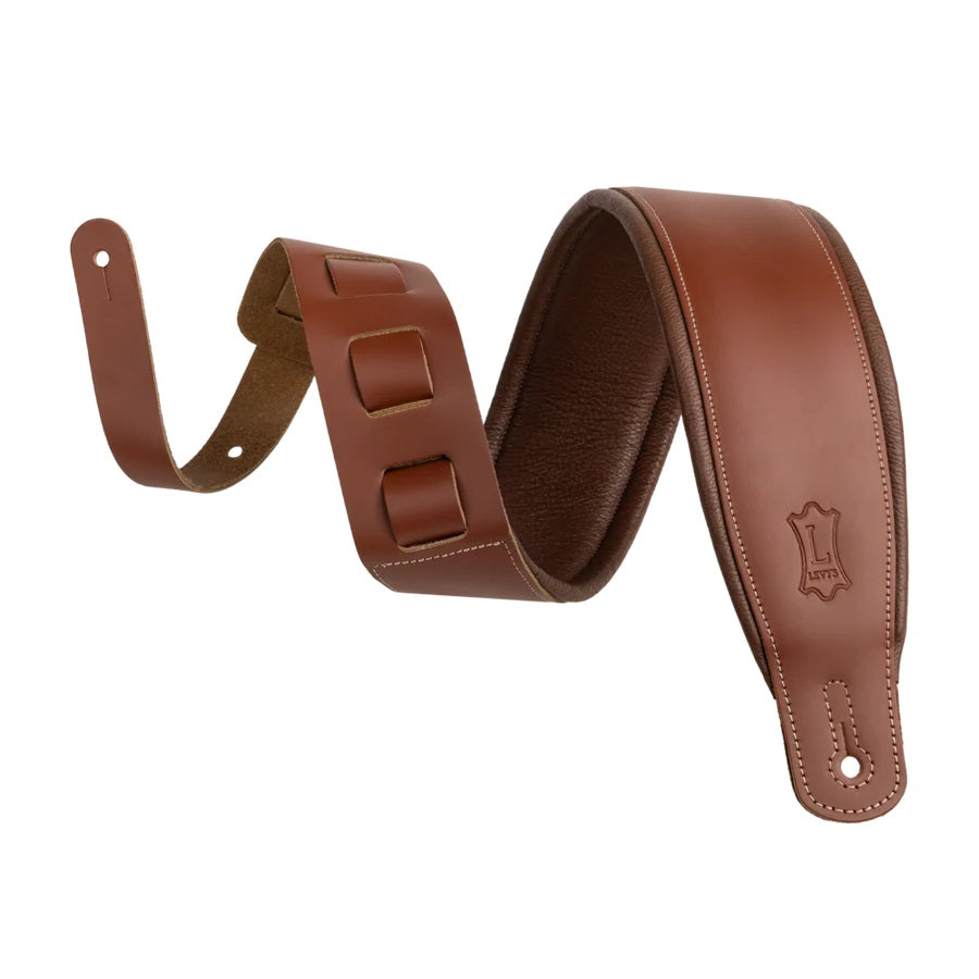 Levy's Leathers Amped Leather Series 3" Padded Leather Guitar Strap - Walnut Brown - M26PD-WAL-RN