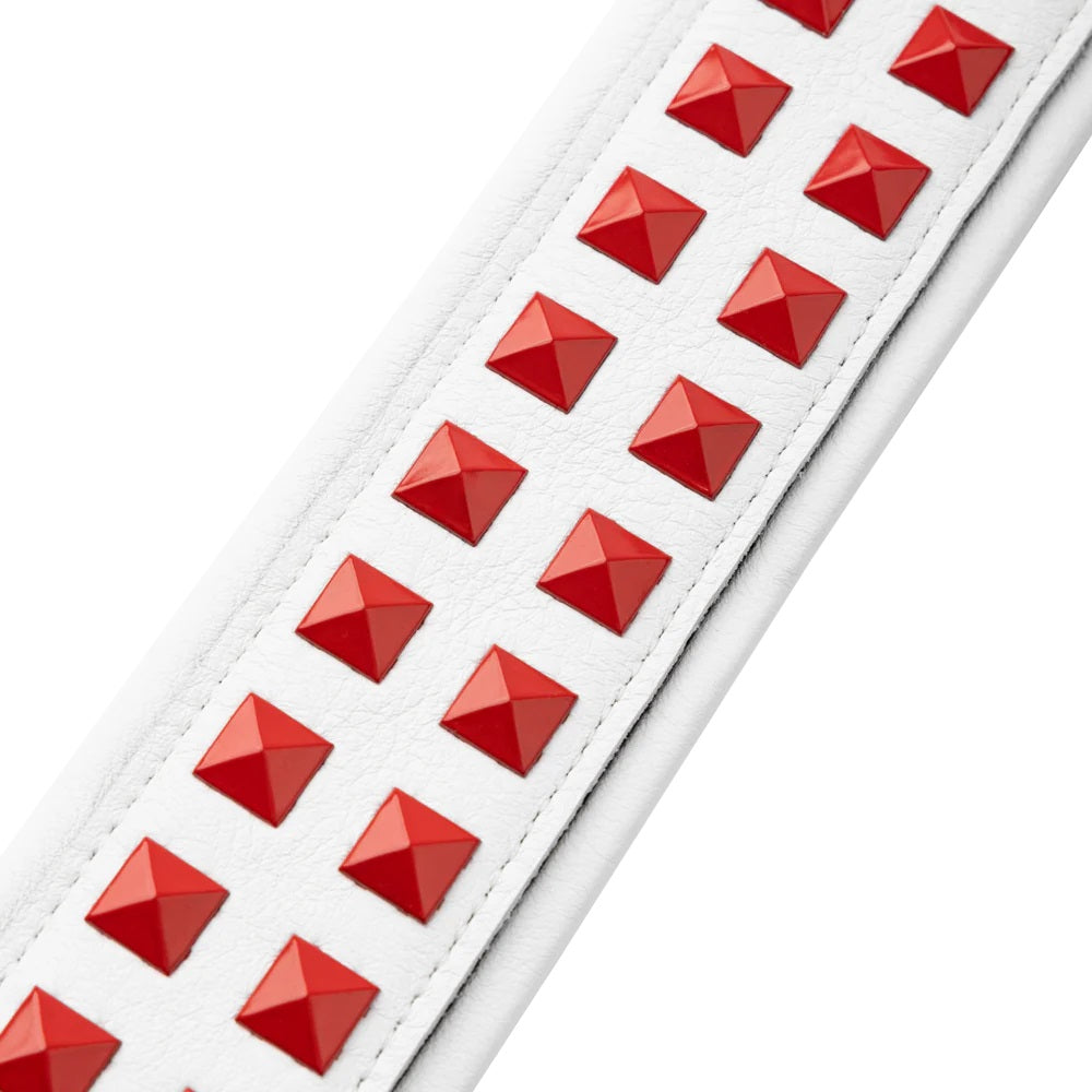 Levy's Leathers Rebel Series Guitar Strap M81GRPDX-WHT - White with Red Studs