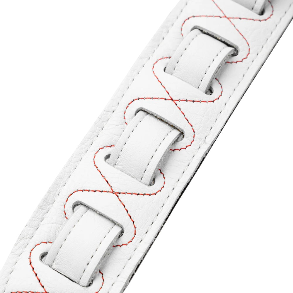Levy's Leathers Rebel Series Guitar Strap M81GRPDX-WHT - White with Red Studs