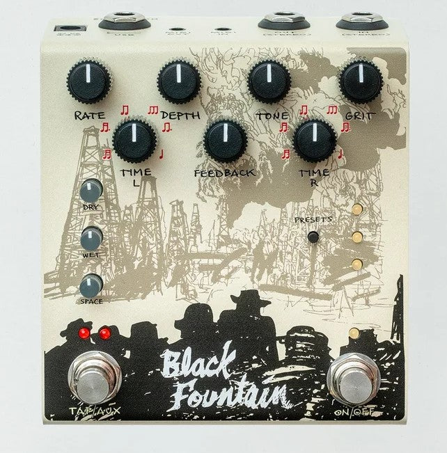 Old Blood Noise Endeavors Black Fountain Oil-Can Stereo Delay Pedal