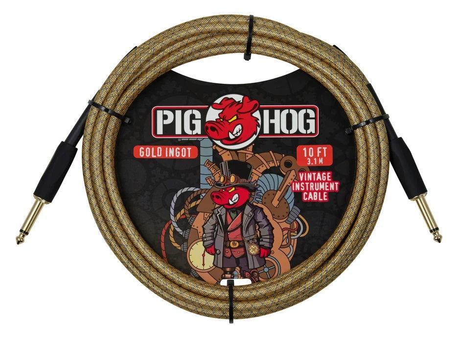 Pig Hog 10ft " Gold Ingot" Tour Grade Instrument Cable