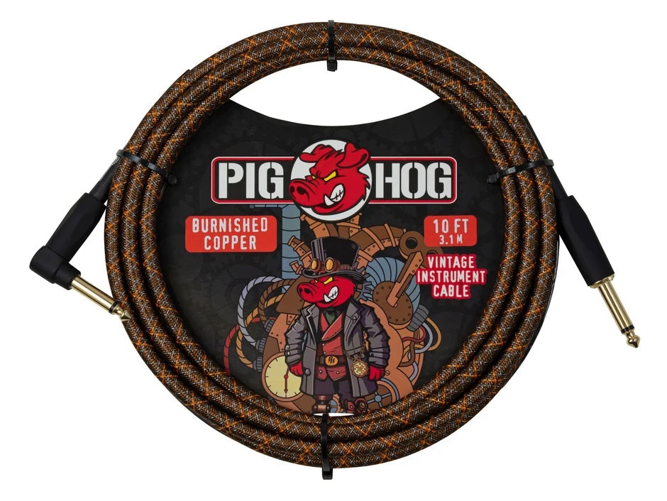 Pig Hog 10ft "Burnished Copper" Right Angle Instrument Cable