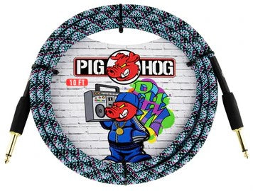 Pig Hog "Blue Graffiti" Instrument Cable - 10ft. - Straight