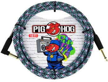 Pig Hog "Blue Graffiti" Right Angle Instrument Cable - 10ft.