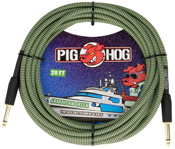 Pig Hog "Jamaican Green" Instrument Cable - 20ft