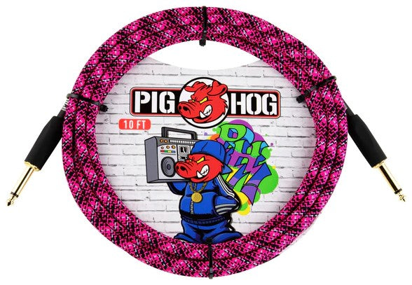 Pig Hog "Pink Graffiti" Instrument Cable - 10ft. - Straight