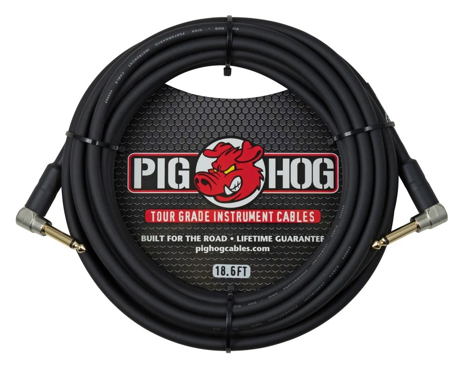 Pig Hog 18.6ft 1/4" - 1/4" Right to Right Angle, 8mm Instrument Cable