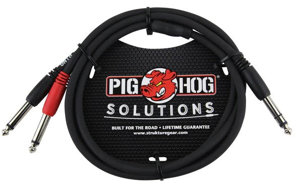 Pig Hog Solutions - 3ft TRS(M)-Dual 1/4" Insert Cable