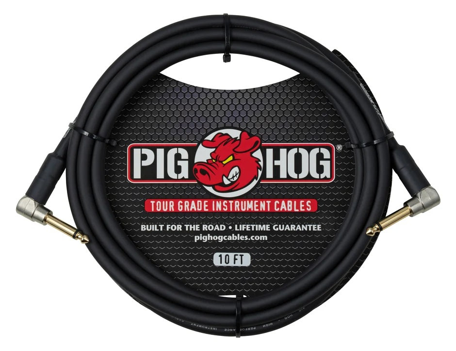 Pig Hog Tour Grade 10ft Right to Right Angle Instrument Cable