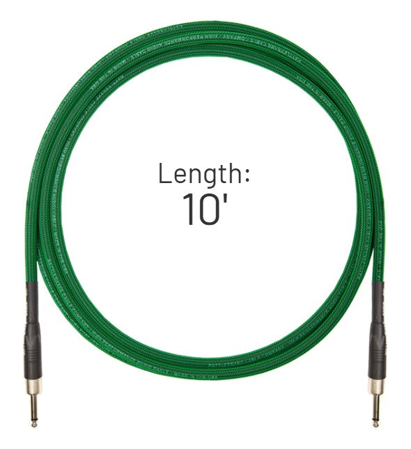 Rattlesnake Cables 10' Standard Cable Straight to Straight Plugs  - Mean Green