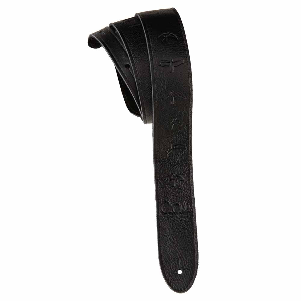 PRS Guitars 2” Leather Guitar Strap - Embossed Birds - Black