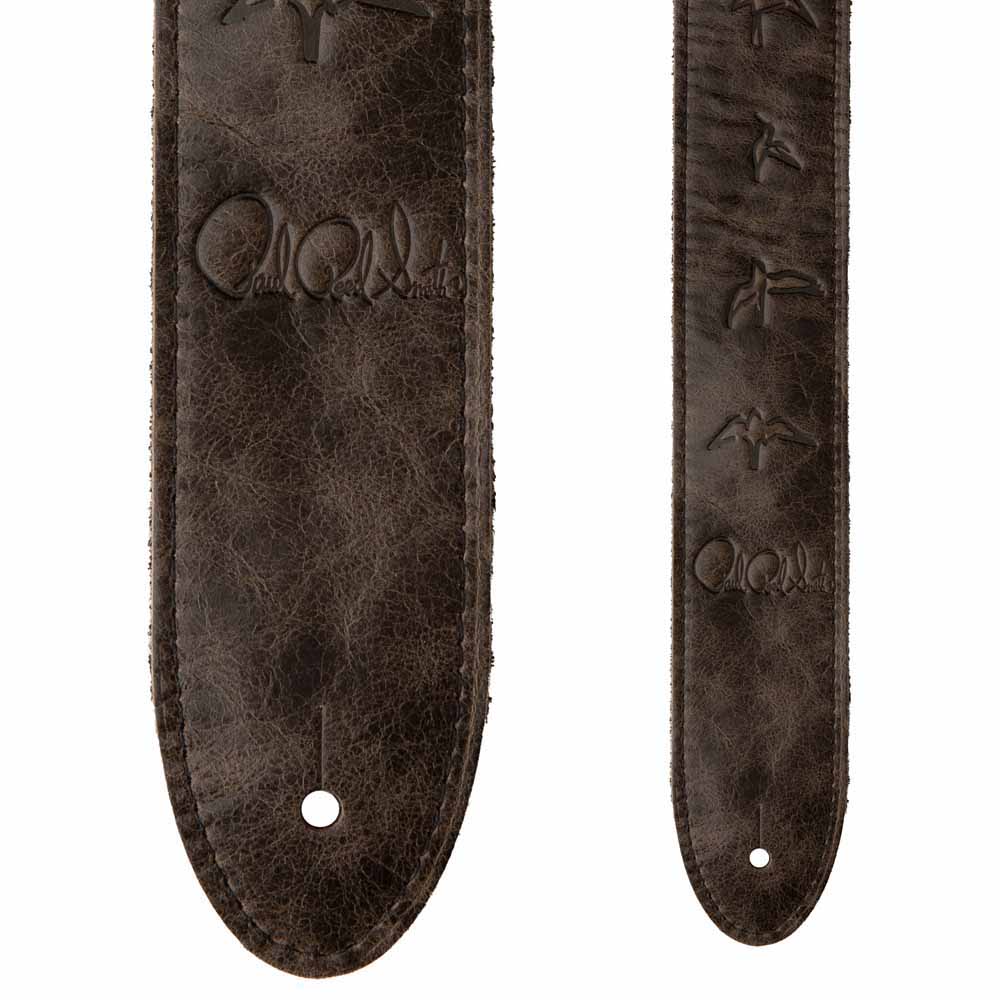 PRS Guitars 2” Leather Guitar Strap - Embossed Birds - Worn Black