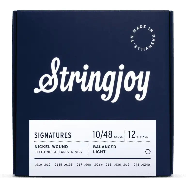 Stringjoy Signatures 10-48 12-String Balanced Light Gauge Nickel Wound Electric Guitar Strings