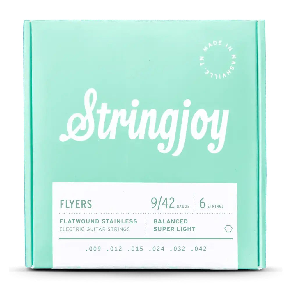 Stringjoy Flyers 9-42 Balanced Super Light Gauge Flatwound Stainless Electric Guitar Strings