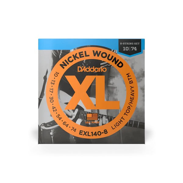 D'Addario EXL140-8 Light Top/Heavy Bottom 10-74 Nickel Wound Electric Guitar String Set
