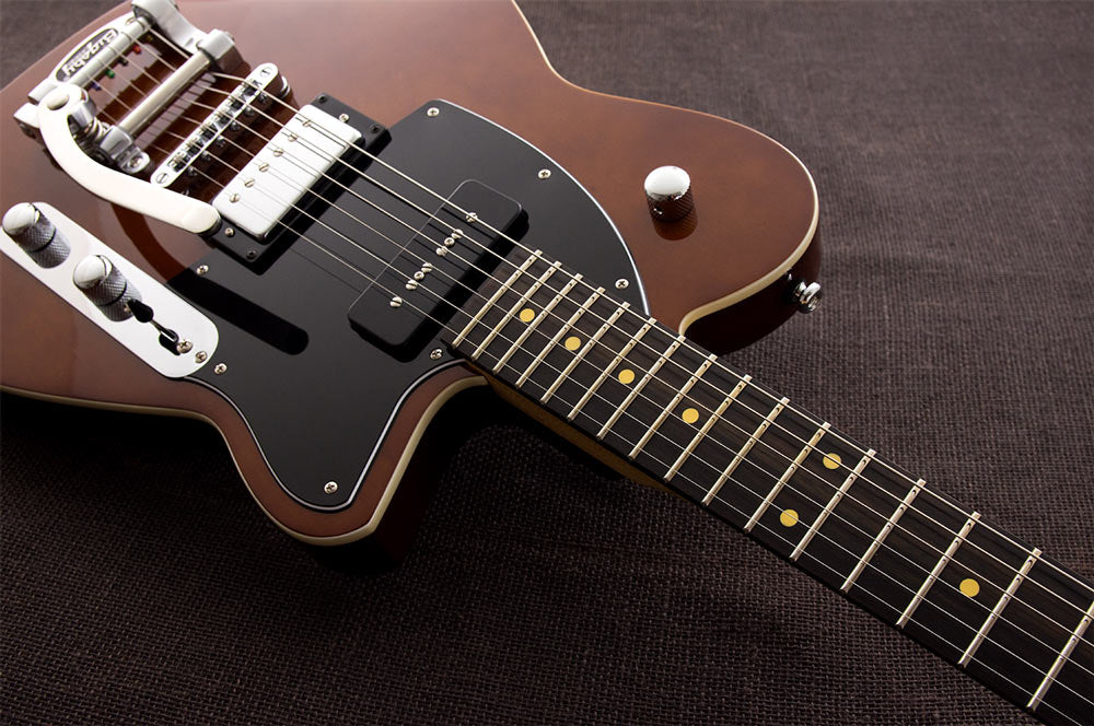 PRE-ORDER:  Flipside Music Exclusive Reverend Guitars Double Agent OG Violin Brown, Rosewood w/Bigsby