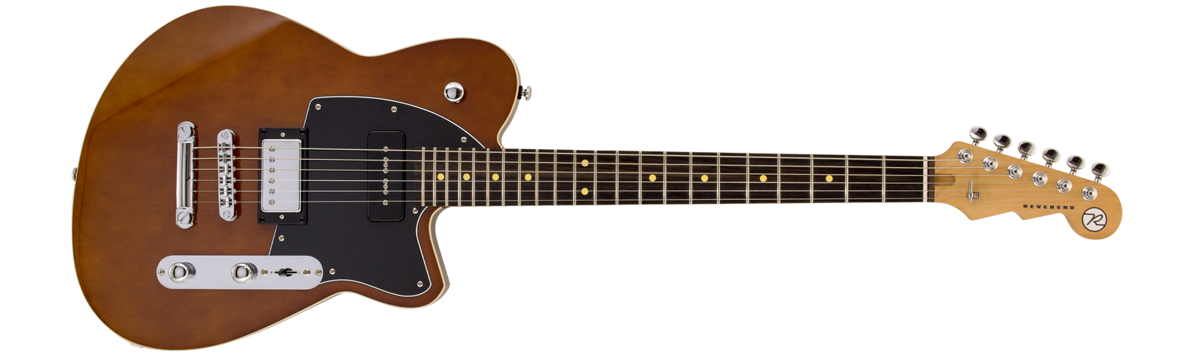 Flipside Music Exclusive Reverend Guitars Double Agent OG Violin Brown,  Rosewood Stop Tail