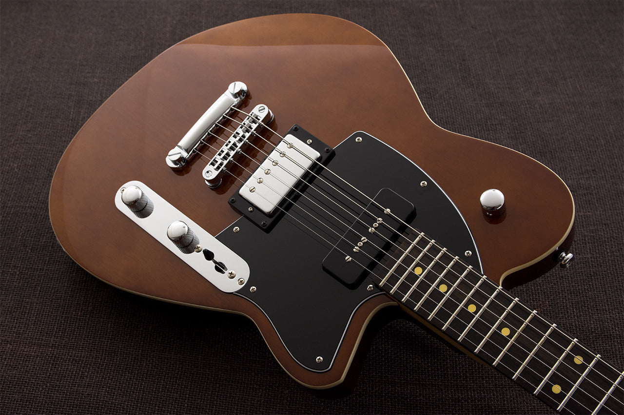 Flipside Music Exclusive Reverend Guitars Double Agent OG Violin Brown,  Rosewood Stop Tail