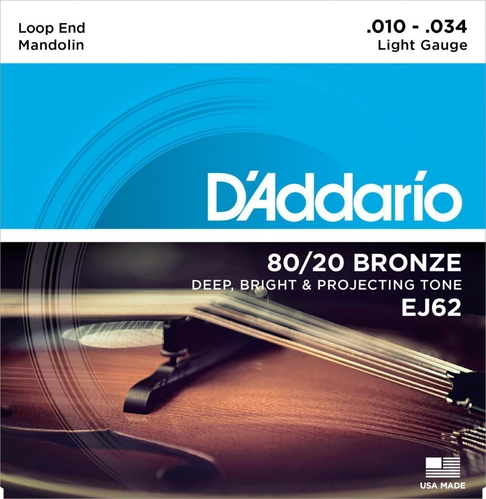 D'Addario EJ62  Bronze 80/20  Mandolin Light Guage String Set 10-34