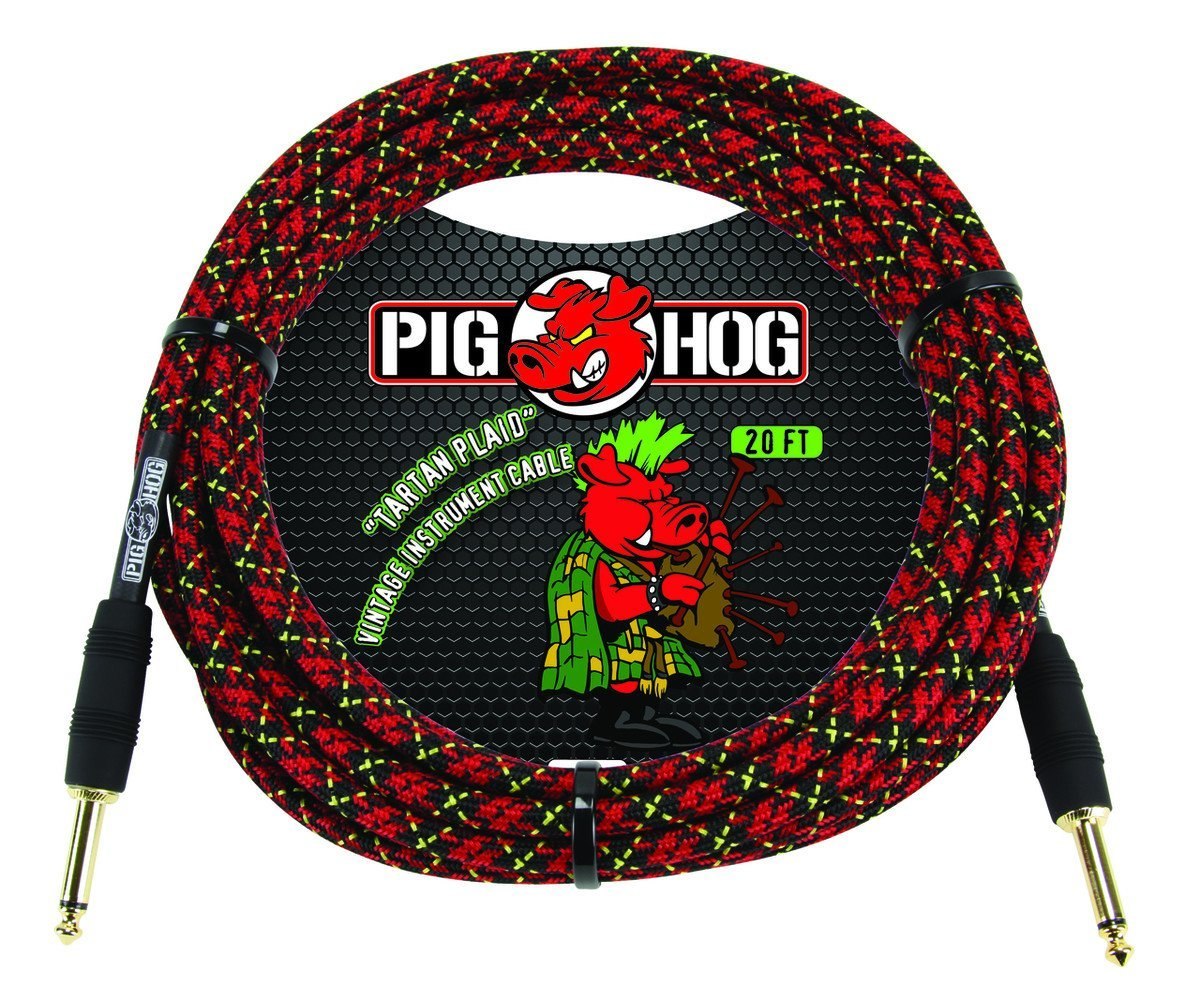Pig Hog 20' Tour Quality Guitar Cable "Tartan Plaid"   1/4" Straight ends