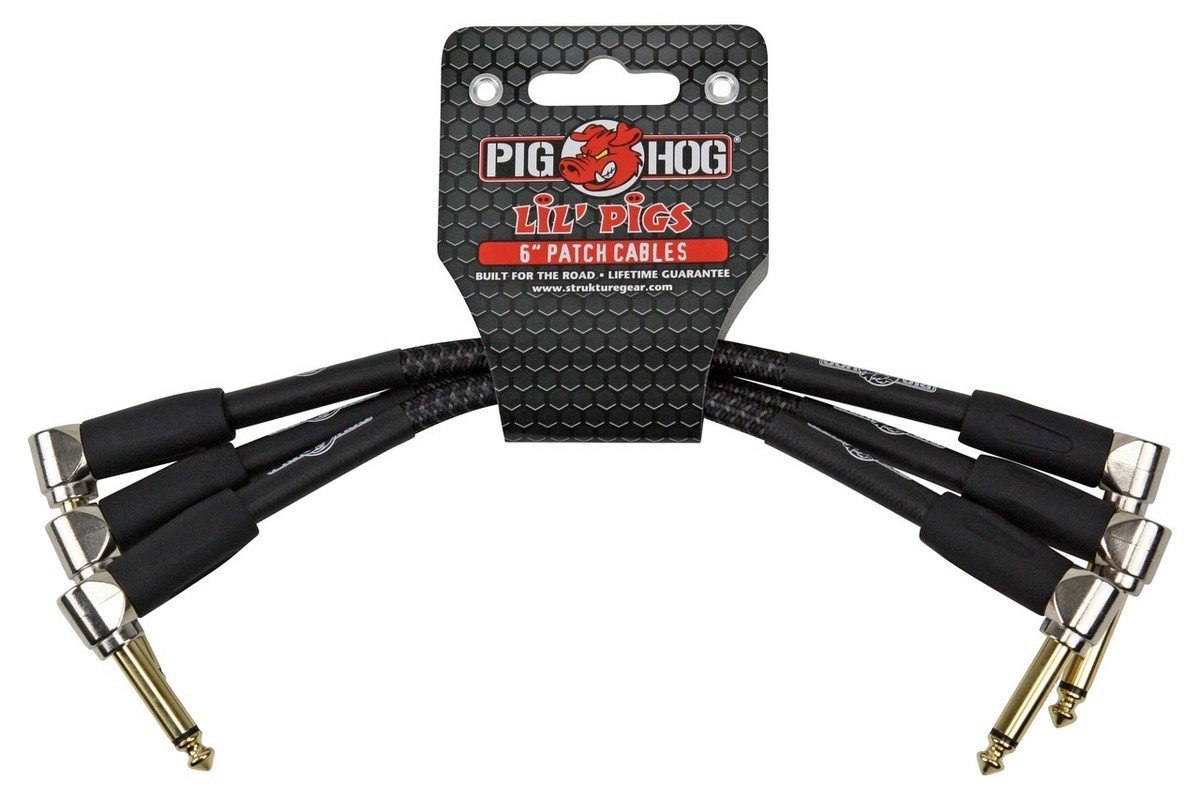 Pig Hog Instrument Cables Lil Pigs 6 in. Patch Cables (3-Pack) Black Woven