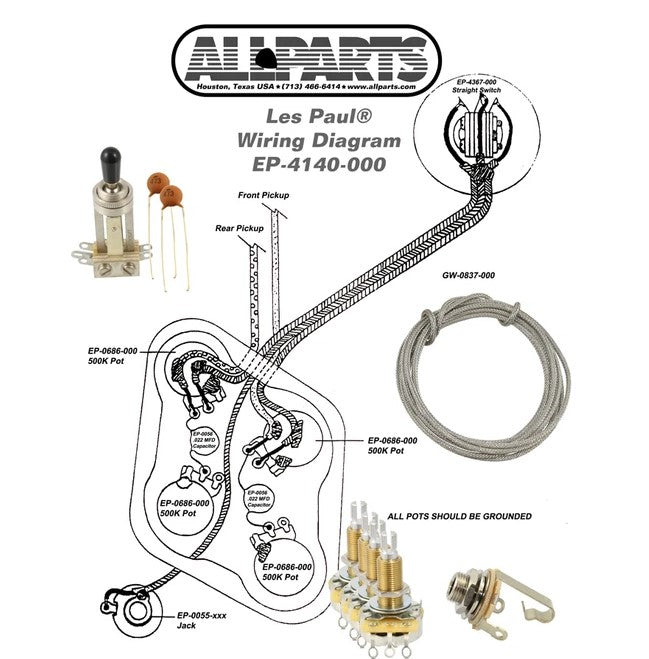 Allparts EP-4140-000 Gibson Les Paul Wiring Kit