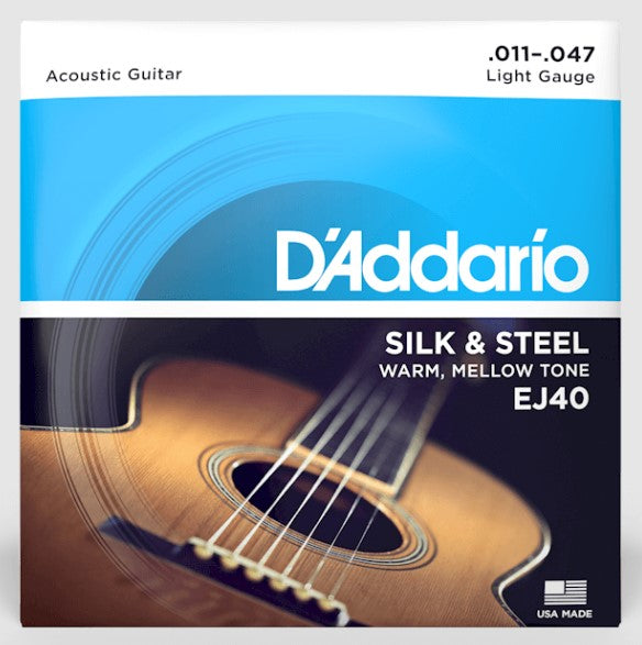 D'Addario EJ40 11-47 Silk and Steel Light Acoustic Guitar Strings
