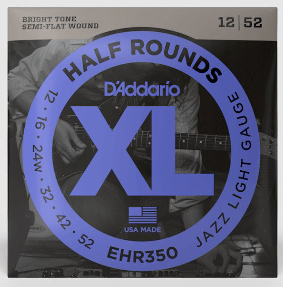 D'Addario EHR350 Half Round Jazz Light Set Guitar Strings