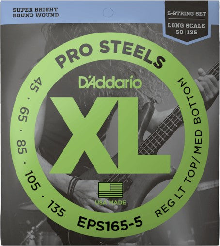 D'Addario EPS165-5 45-135 Custom Light 5 string/Long Scale Set Electric Bass Strings