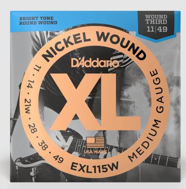 D'Addario EXL115W Medium Wound 3rd Set 11-49 Guitar Strings
