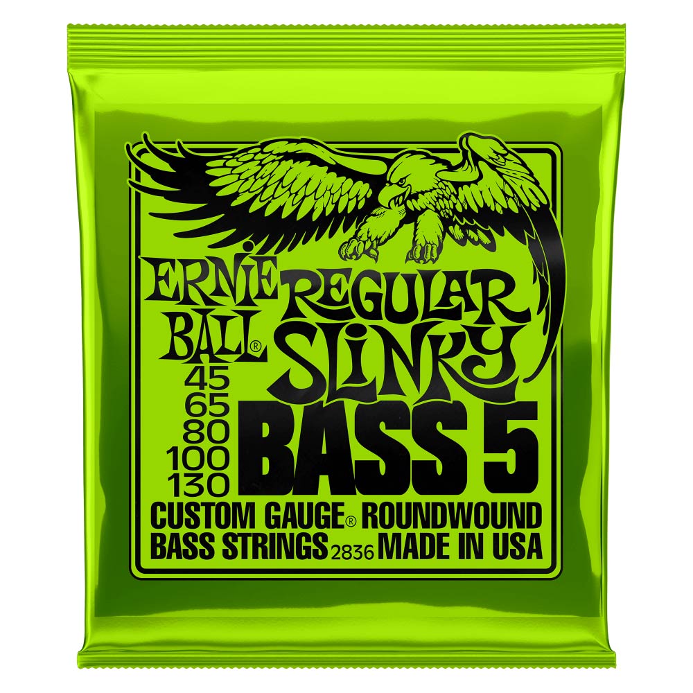 Ernie Ball Regular Slinky Bass 5 -String Nickel Wound Electric Bass Strings 45-130 Gauge