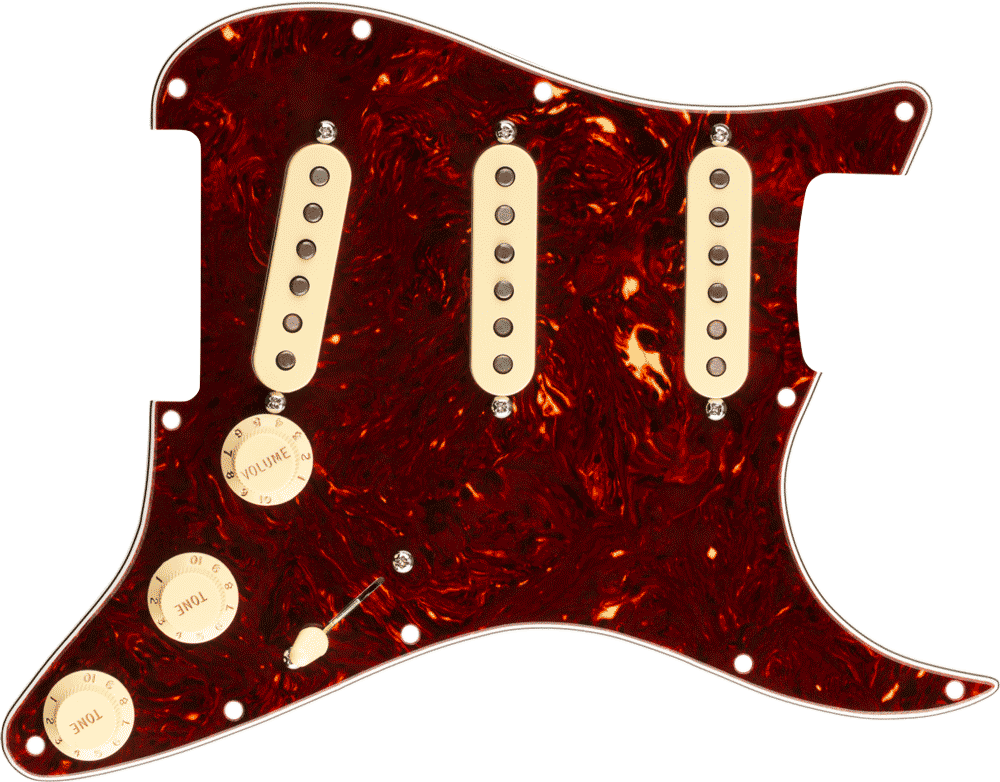 Fender Pre-Wired Stratocaster Pickguard, Original '57/'62 SSS, Tortoise Shell 11 Hole PG