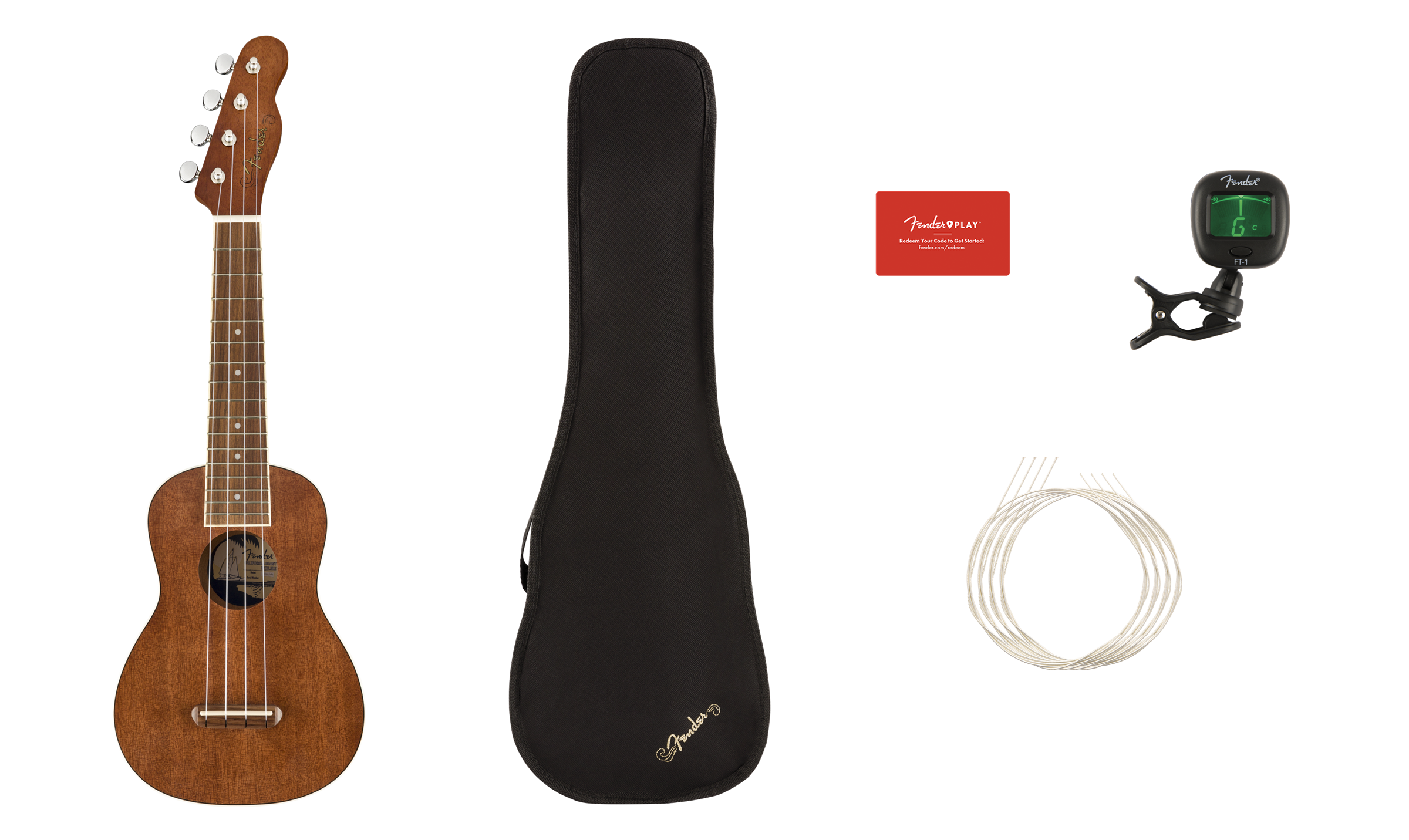 Fender Seaside Soprano Ukulele Pack in Natural