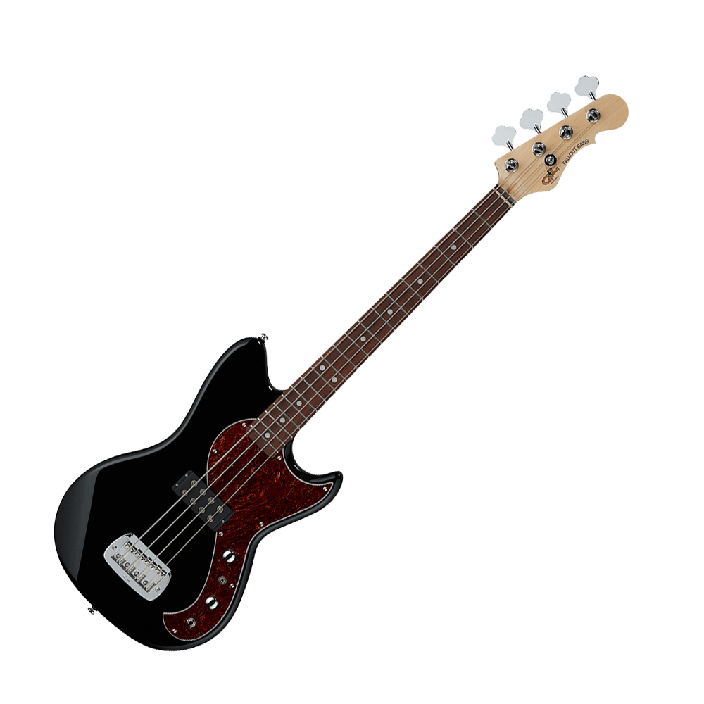 G&L Guitars Tribute Series Fallout Shortscale Bass - Jet Black with Red Pearloid Guard