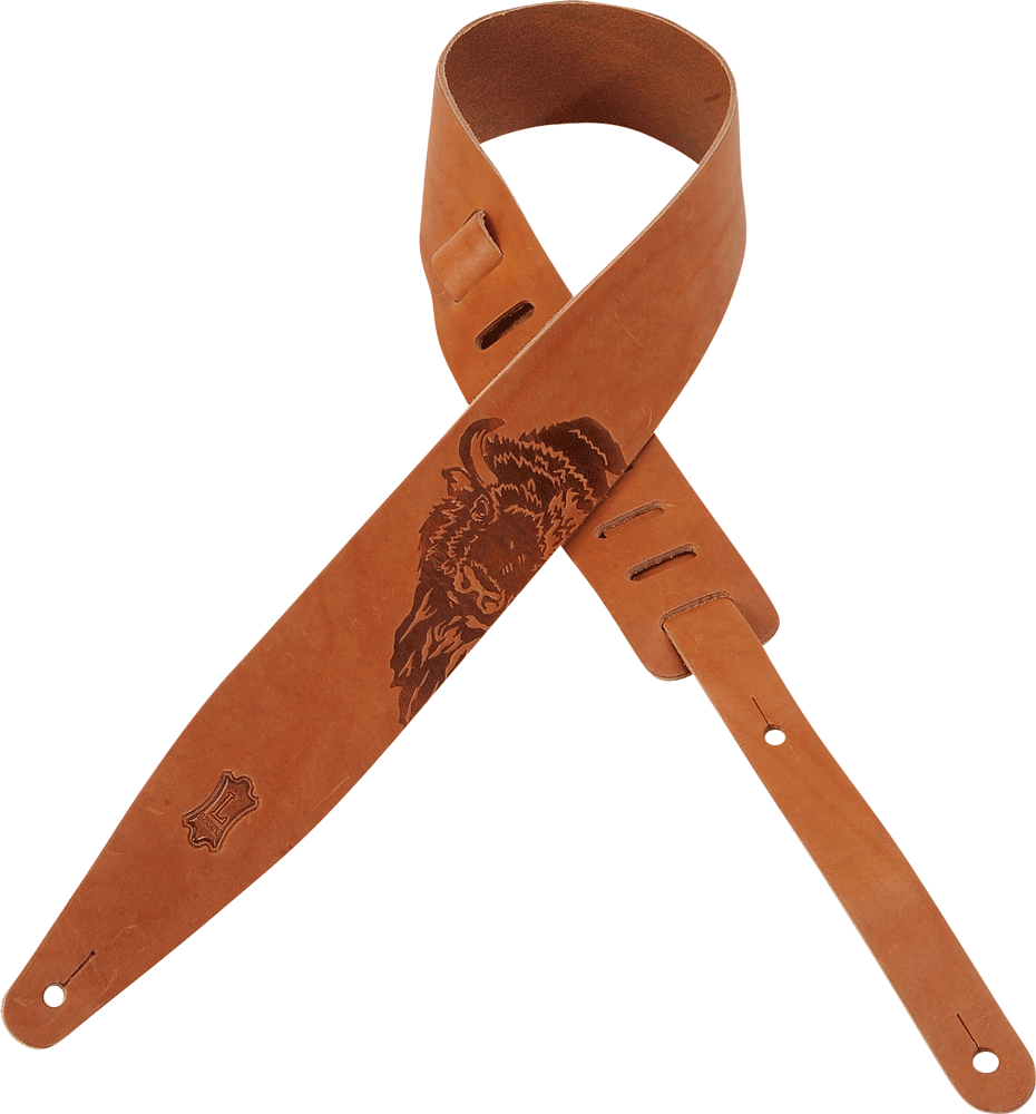 Levy's Leathers Country Western Series 2 1/2" Guitar Strap - MV317SCD-TAN with Bison Embossing