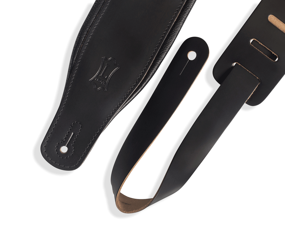 Levy's Leathers Classics Series 3" Padded Black Leather Guitar Strap -Black - M26PD-BLK