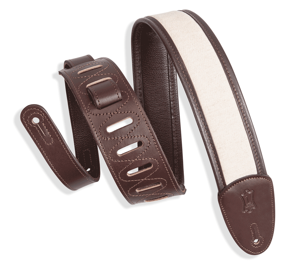 Levy's Leathers 2.5" Lux Padded Hemp Traditional Dark Brown Natural Guitar Strap - MHG2-DBR