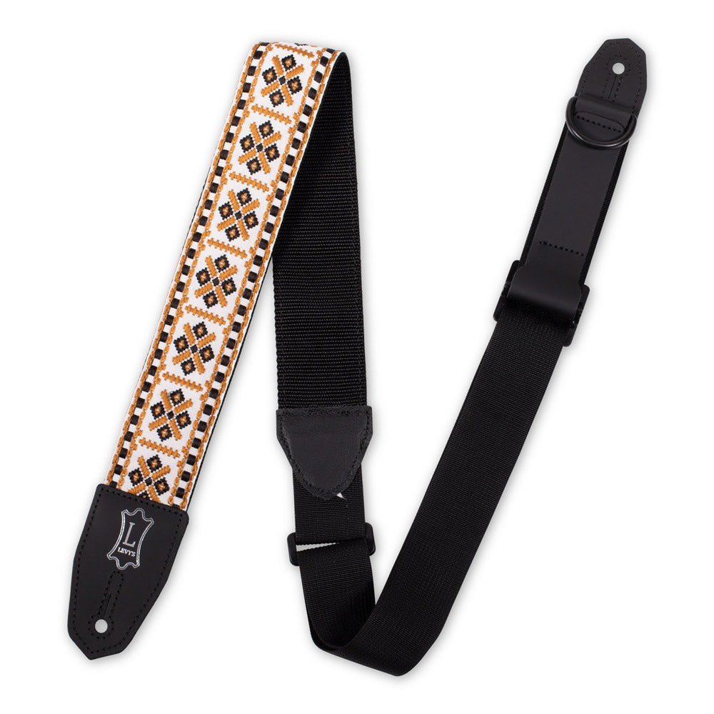 Levy's Leathers Right Height Strap w/ Woven White Black Gold Motif – MRHHT-07