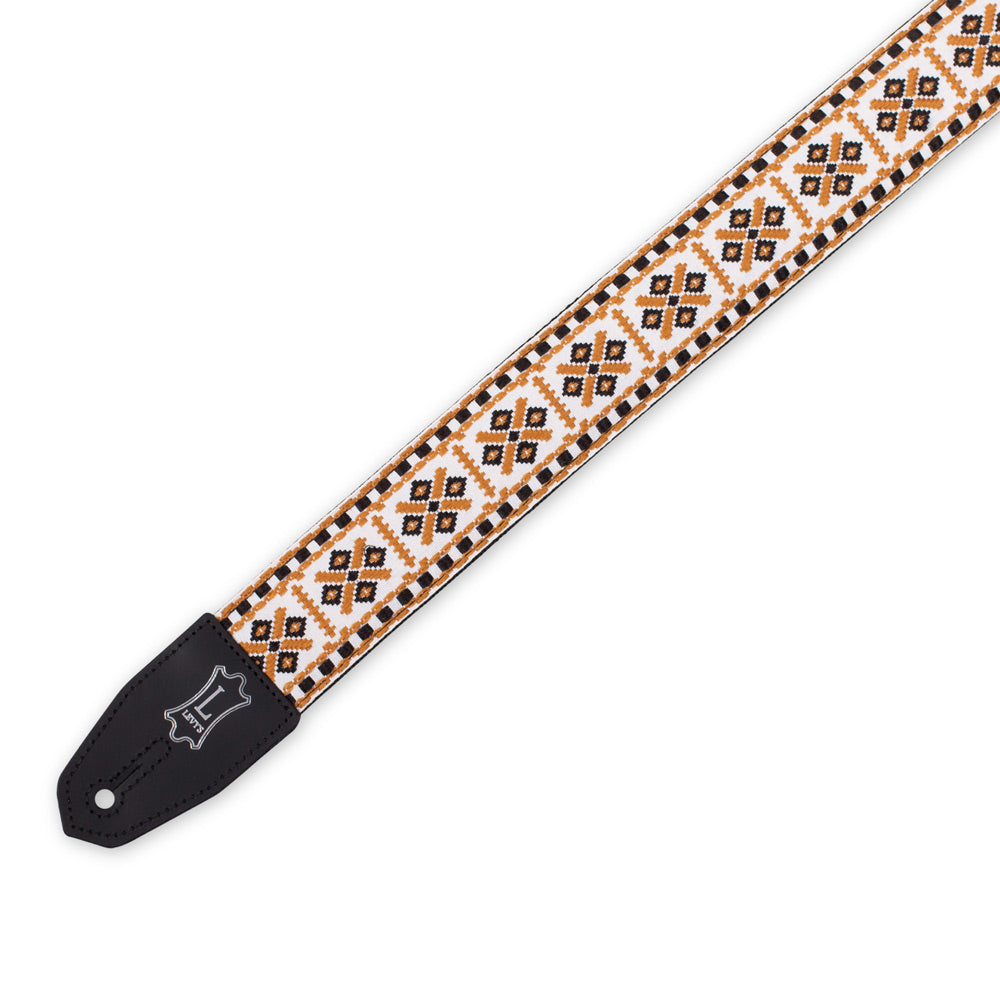 Levy's Leathers Right Height Strap w/ Woven White Black Gold Motif – MRHHT-07