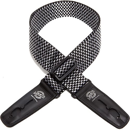 Lock-It Straps 2" Silver Checkerboard Poly Guitar Strap - Locking Ends