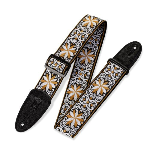 Levy's Leathers 2" PRINT SERIES Woven Hootenanny Yellow and White Strap M8HT-13