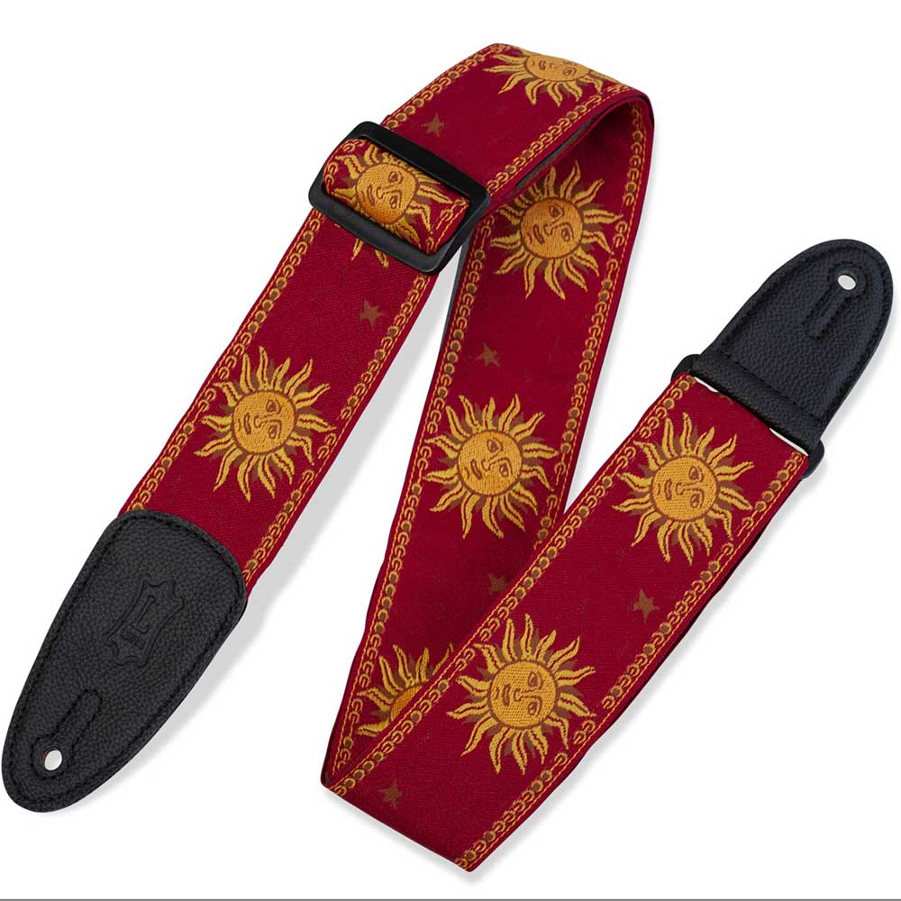 Levy's Leathers 2″ Sun Design Jacquard Weave Guitar Strap Red