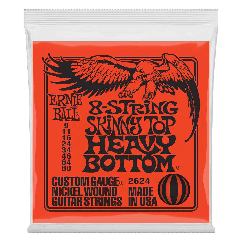 Ernie Ball Skinny Top Heavy Bottom Slinky 8-String Electric Guitar Strings, 9-80