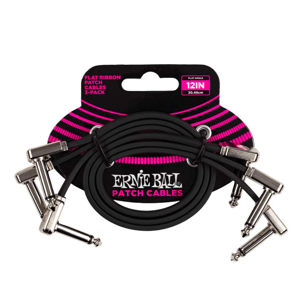 Ernie Ball 12" Flat Ribbon Patch Cable 3-Pack - Black