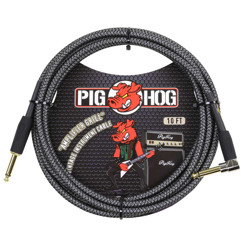 Pig Hog 10ft "Amp Grill" Vintage Instrument Cable, Right Angle