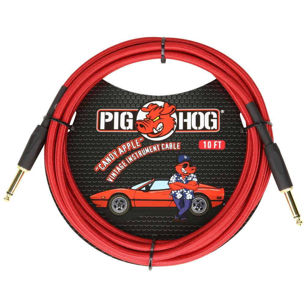 Pig Hog 10ft "Candy Apple Red" Vintage Instrument Cable