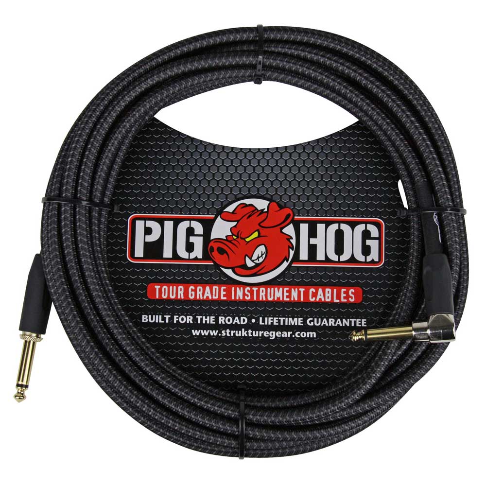 Pig Hog 20ft Right Angle "Black Woven" Vintage Instrument Cable