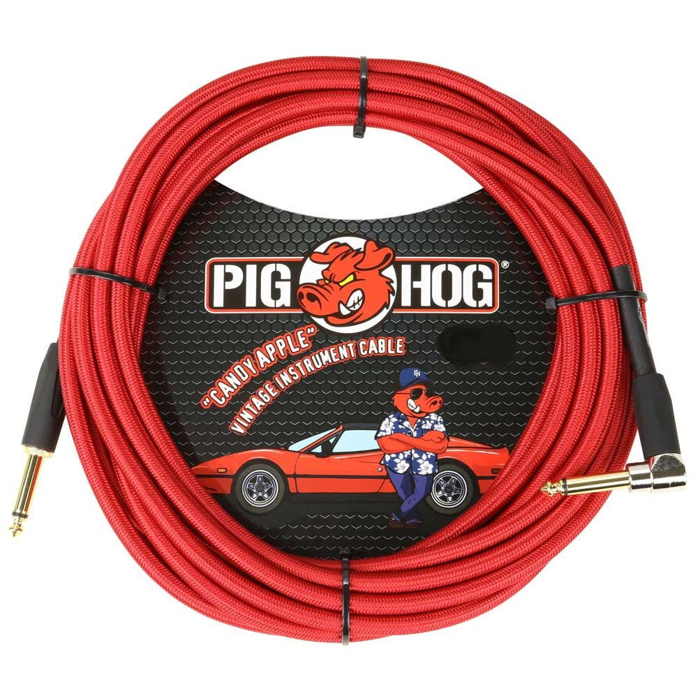 Pig Hog 20ft Right Angle "Candy Apple" Vintage Instrument Cable